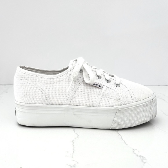 Superga Platform 2790 Sneaker Shoe Canvas Retro Coachella White Womens 7.5/ EU38 - Picture 3 of 14
